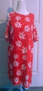 Gorgeous light red and white floral cold shoulder